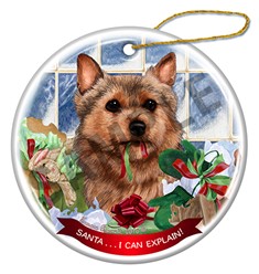 Norwich Terrier Santa I Can Explain Dog Christmas Ornament