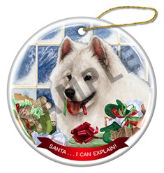 Samoyed Santa I Can Explain Dog Christmas Ornament