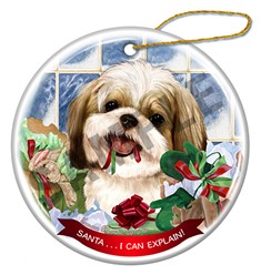 Shih Tzu Santa I can Explain Dog Christmas Ornament - click for breed clors