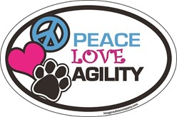 Peace Love Agility Oval Car Magnet