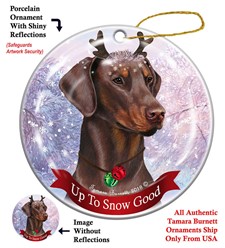 Doberman Up To Snow Good Christmas Ornament- click for breed options