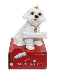 Maltese My Best Buddy Dog Breed Christmas Ornament