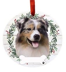 Australian Shepherd Dog Breed Wreath Christmas Ornament