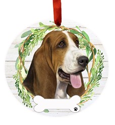 Basset Hound Dog Breed Wreath Christmas Ornament