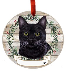 Black Cat Breed Wreath Christmas Ornament