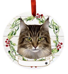 Maine Coon Cat Breed Wreath Christmas Ornament