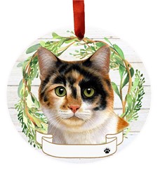 Calico Cat Breed Wreath Christmas Ornament