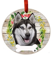 Siberian Husky Dog Breed Wreath Christmas Ornament