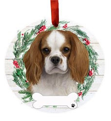King Charles Cavalier Dog Breed Wreath Christmas Ornament - click for options