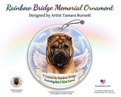 Shar Pei Dog Rainbow Bridge Memorial Ornament - click for more breed colors