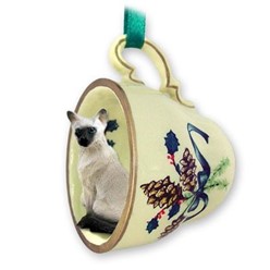 Cat Tea Cup Holiday Ornaments