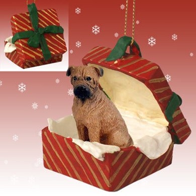Raining Cats and Dogs | Bullmastiff Red Gift Box Dog Christmas Ornament