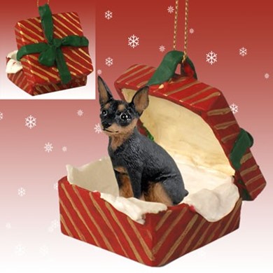 Raining Cats and Dogs | Miniature Pinscher Gift Box Christmas Ornament