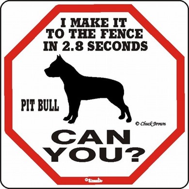 Raining Cats and Dogs | Pit Bull Make It to the Fence in 2.8 Seconds Sign