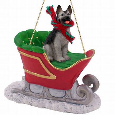 Raining Cats and Dogs | German Shepherd Sleigh Christmas Ornament