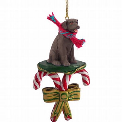 Raining Cats and Dogs |Labrador Retriever Dog Candy Cane Christmas Ornament