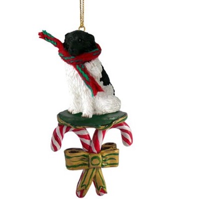 Raining Cats and Dogs | Landseer Dog Candy Cane Christmas Ornament