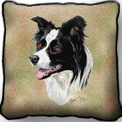 Raining Cats and Dogs | Border Collie Tapestry Pillow Cover, Made in the USA