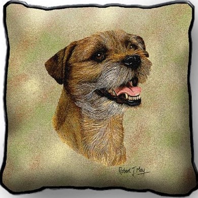 Raining Cats and Dogs | Border Terrier Tapestry Pillow, Made in the USA