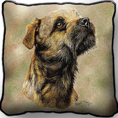 Raining Cats and Dogs | Border Terrier Tapestry Pillow Cover, Made in the USA