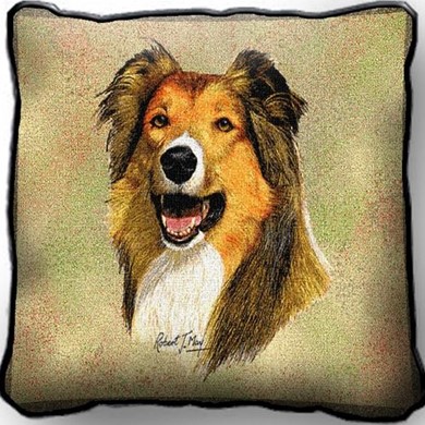 Raining Cats and Dogs | Collie Tapestry Pillow, Made in the USA