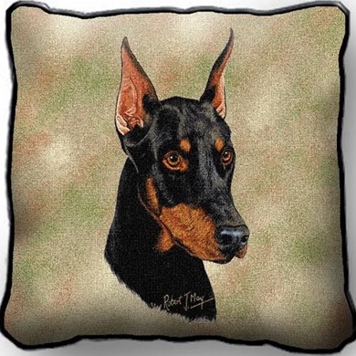 Raining Cats and Dogs | Doberman Tapestry Pillow, Made in the USA