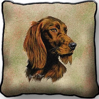 Raining Cats and Dogs | Irish Setter Tapestry Pillow, Made in the USA