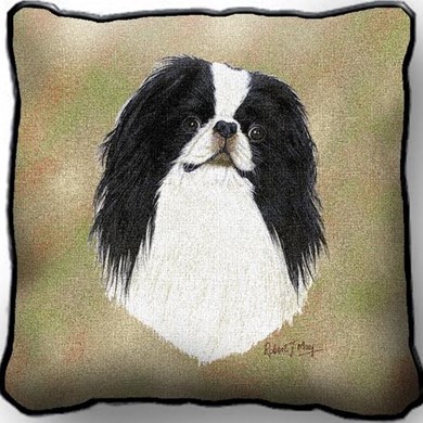 Raining Cats and Dogs | Japanese Chin Tapestry Pillow, Made in the USA