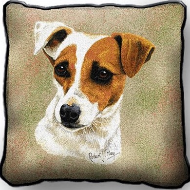 Raining Cats and Dogs | Jack Russell Tapestry Pillow, Made in the USA