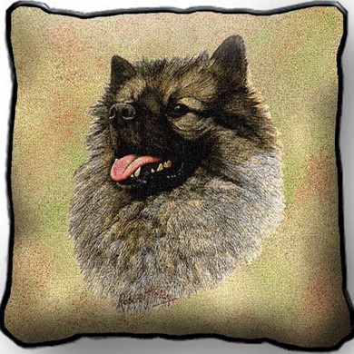 Raining Cats and Dogs | Keeshond Tapestry Pillow, Made in the USA