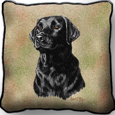 Raining Cats and Dogs | Black Labrador Tapestry Pillow, Made in the USA