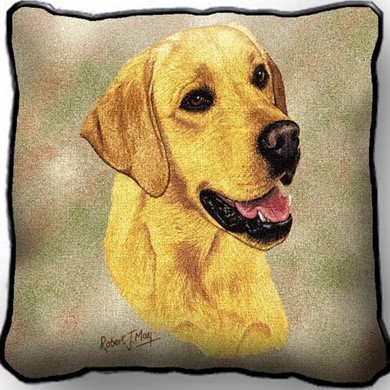 Raining Cats and Dogs | Yellow Labrador Tapestry Pillow, Made in the USA