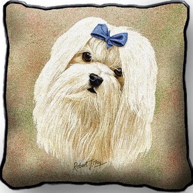 Raining Cats and Dogs | Maltese Tapestry Pillow, Made in the USA