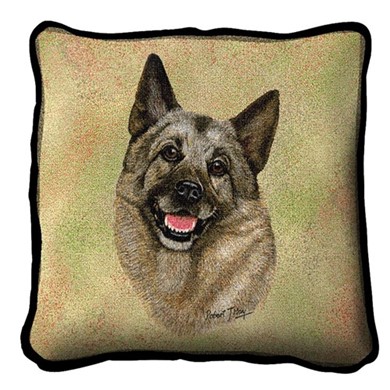 Raining Cats and Dogs | Norwegian Elkhound Tapestry Pillow, Made in the USA