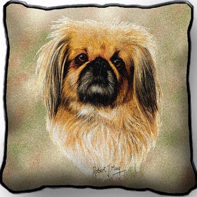 Raining Cats and Dogs | Pekingese Tapestry Pillow, Made in the USA