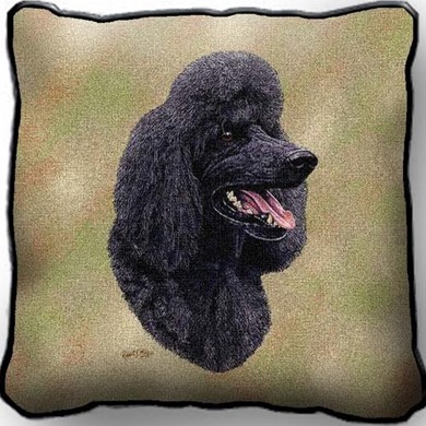 Raining Cats and Dogs | Black Poodle Tapestry Pillow, Made in the USA