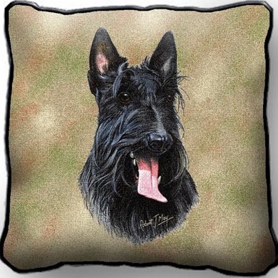Raining Cats and Dogs | Scottish Terrier Tapestry Pillow, Made in the USA