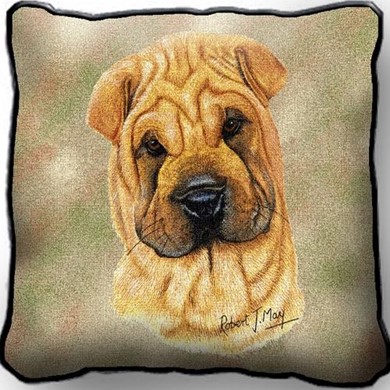 Raining Cats and Dogs | Shar Pei Tapestry Pillow, Made in the USA