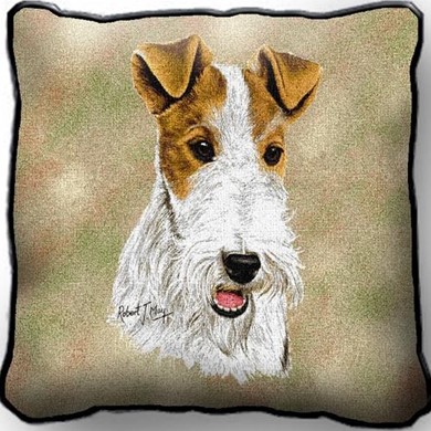 Raining Cats and Dogs | Wire Fox Terrier Tapestry Pillow, Made in the USA