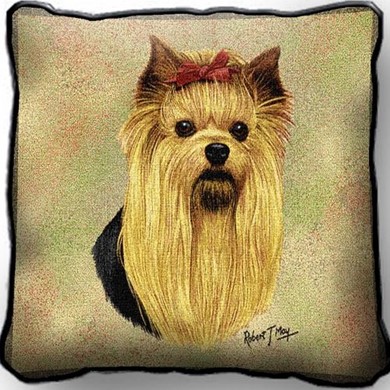 Raining Cats and Dogs | Yorkshire Terrier Tapestry Pillow, Made in the USA