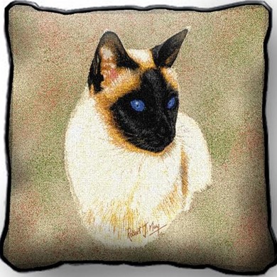 Raining Cats and Dogs | Siamese Cat Tapestry Pillow, Made in the USA