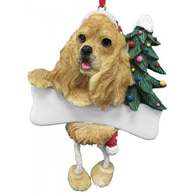 Raining Cats and Dogs | Cocker Spaniel Dangling Legs Dog Christmas Ornament