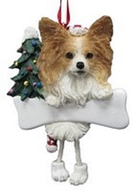 Raining Cats and Dogs | Papillon Dangling Legs Dog Christmas Ornament