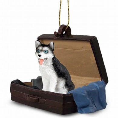 Raining Cats and Dogs | Siberian Husky Traveling Companion Ornament