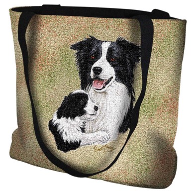Raining Cats and Dogs | Border Collie with Puppy Tote Bag
