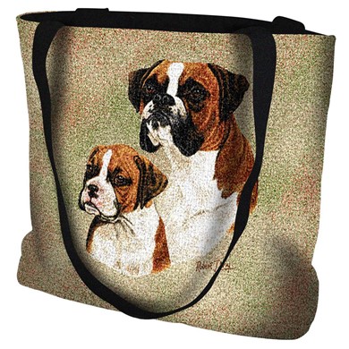 Raining Cats and Dogs | Boxer with Puppy Tote Bag