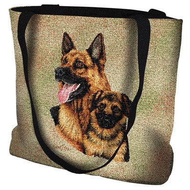 Raining Cats and Dogs | German Shepherd with Puppy Tote Bag