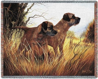 Raining Cats and Dogs | Border Terrier Throw Blanket, Made in the USA