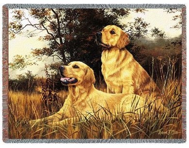 Raining Cats and Dogs | Golden Retrievers Throw Blanket, Made in the USA