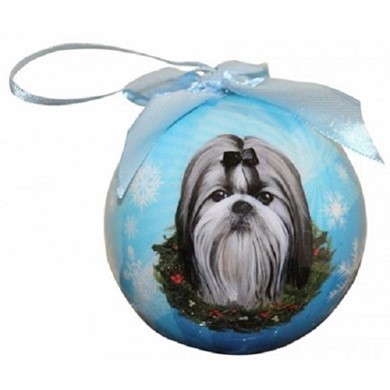 Raining Cats and Dogs | Shih Tzu Black & White Ball Christmas Ornament